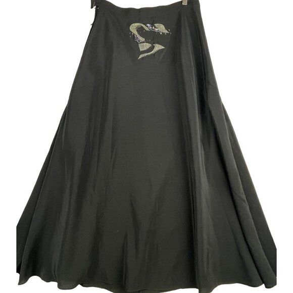 Cliche vintage silk midi/ full skirt size12 black Waist 28  hangs beautifully - Picture 4 of 6